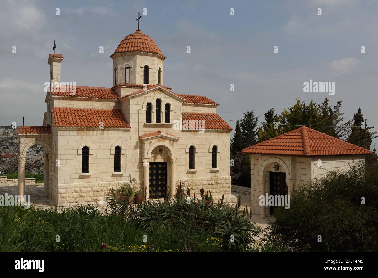 Griechisch-orthodoxe Kirche von Bethphage, hier besteigt Jesus Christus einen Hengst, um nach Jerusalem zu gehen. Hier beginnt die jährliche Palmsonntagsprozession. Stockfoto