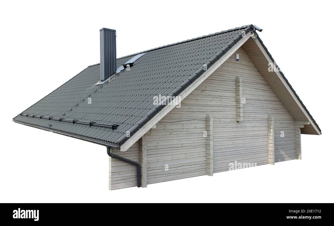 Dach eines modernen Dorfhauses isoliert Stockfoto