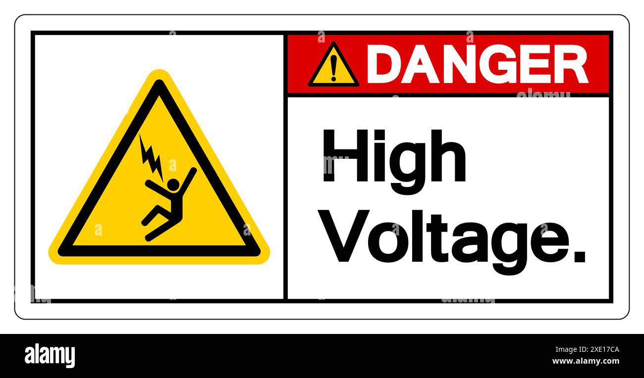 Symbol Für Gefahr Hochspannung, Vektorillustration, Etikett Auf Weißem Hintergrund Isolieren. EPS10 Stockfoto