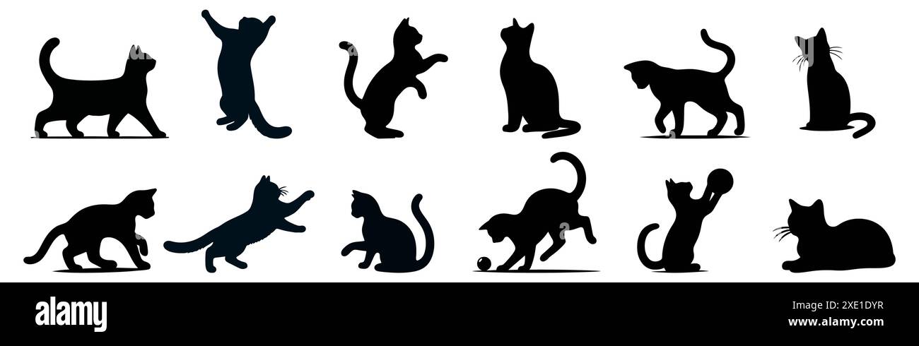 Satz von schwarze Katze Silhouetten Stock Vektor