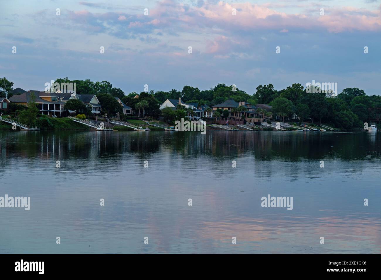 Blick von Augusta nach North Augusta über den Savannah River Stockfoto