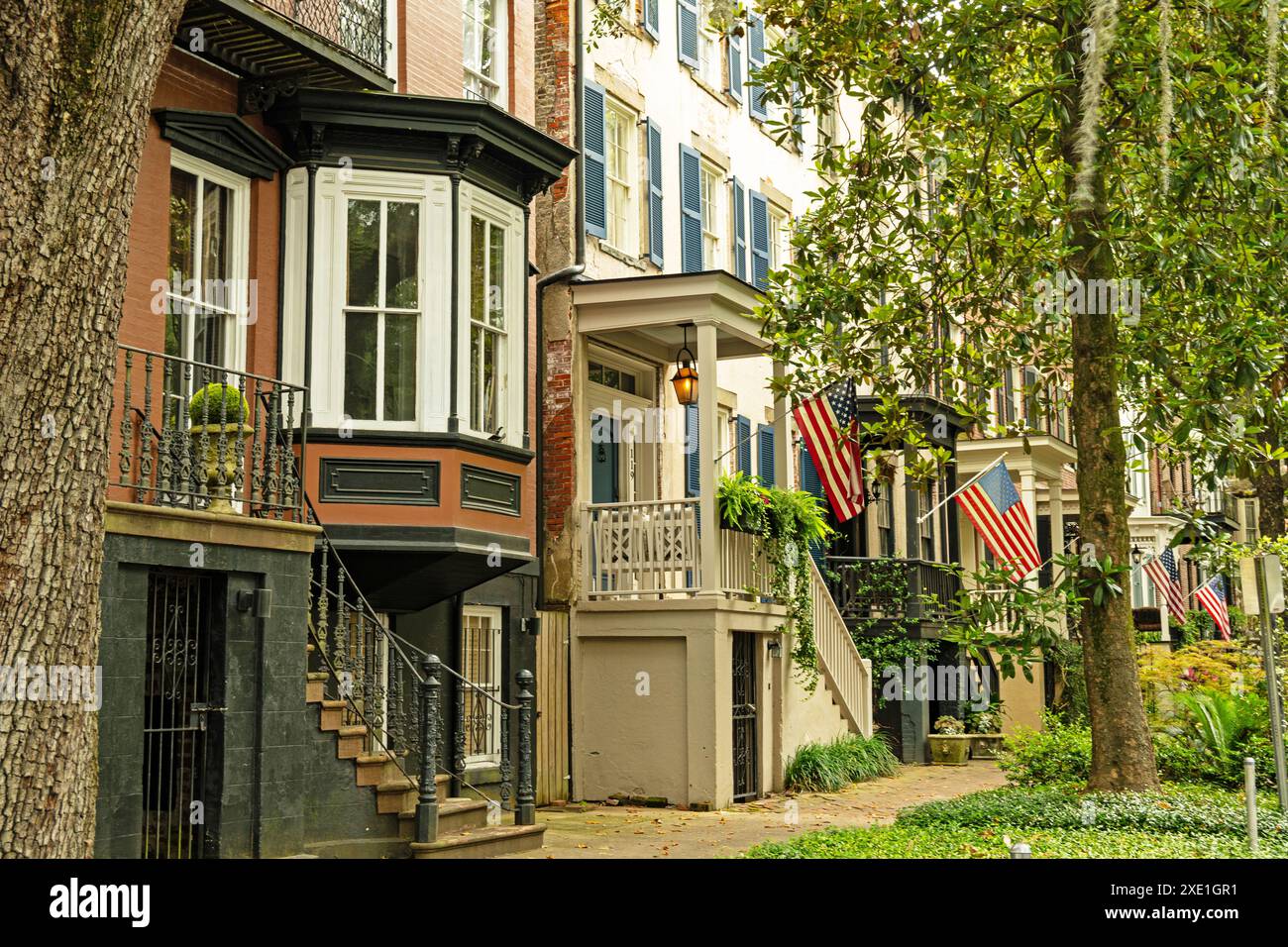 Straße in Savannah in Georgia Stockfoto