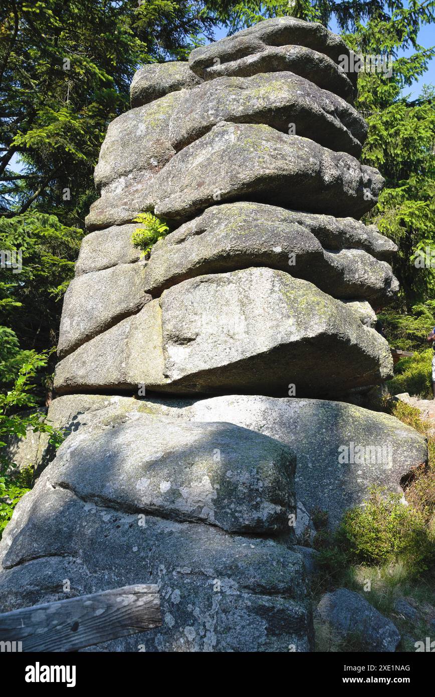 BÃ¤renstein - Wanderziel am interessanten Felsen am Grenzdreieck, Österreich Stockfoto