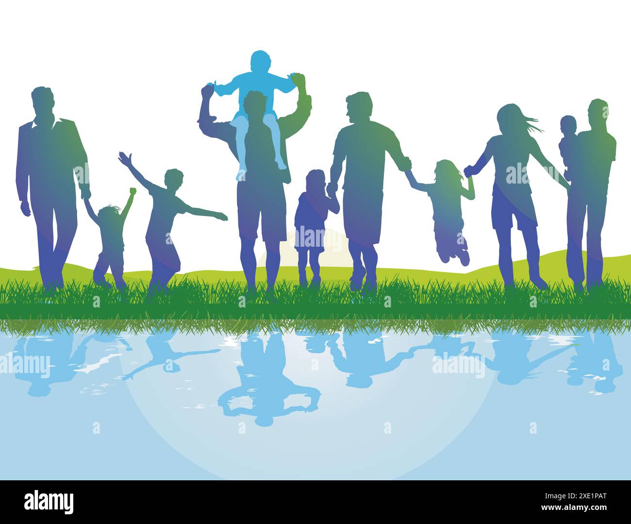 Eltern und Kinder, Familiengruppen, Illustration Stockfoto