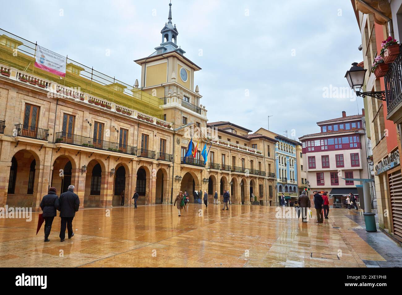 Rathaus. Platz der Verfassung, Oviedo, Asturien, Spanien. Stockfoto