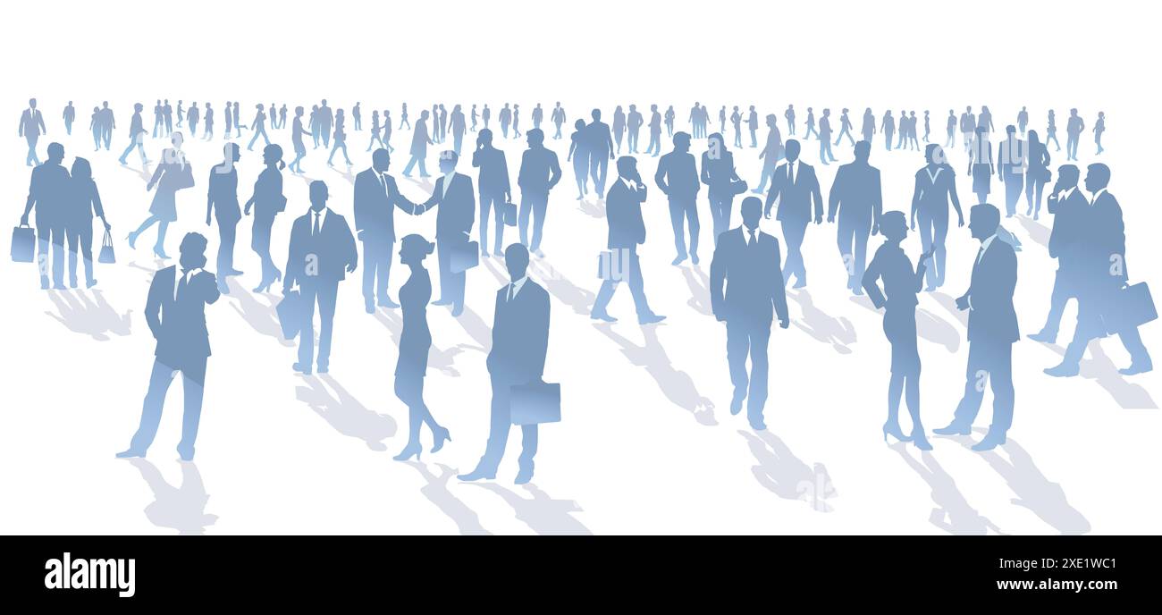 Eine große Gruppe von Menschen zusammen, isoliert auf weißem Hintergrund. Illustration Stockfoto