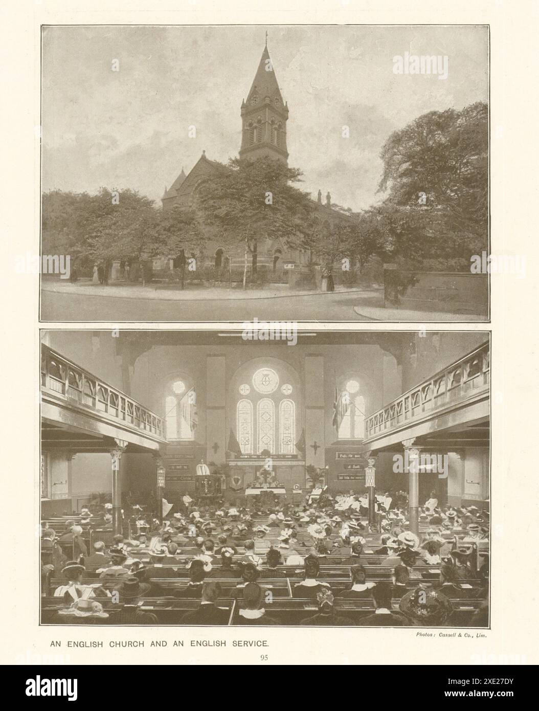 Eine englische Kirche und ein englischer Gottesdienst. England. 1910 Stockfoto