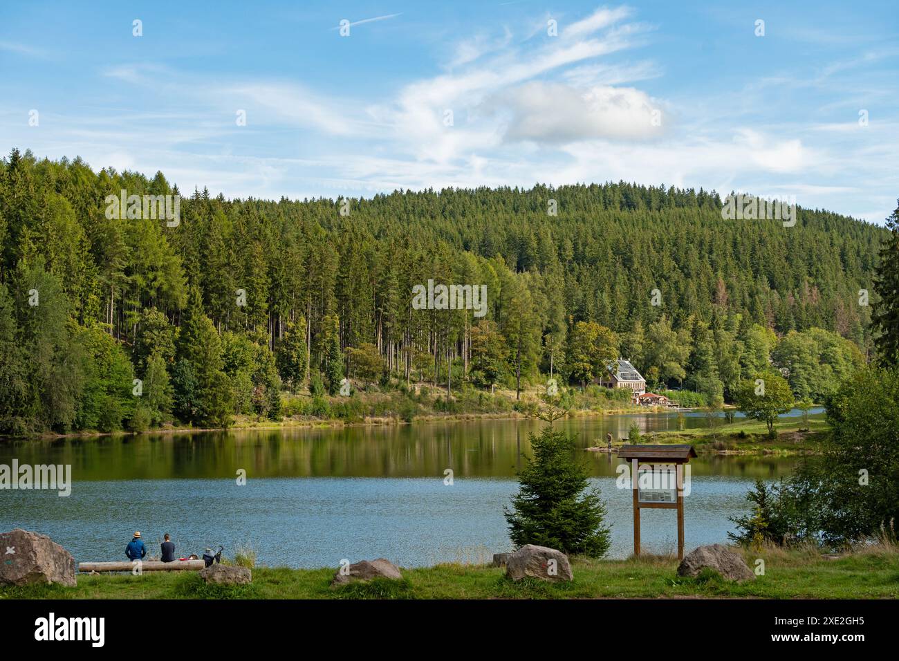 Blick auf das Luetsche Reservoir im Thüringer Wald Stockfoto