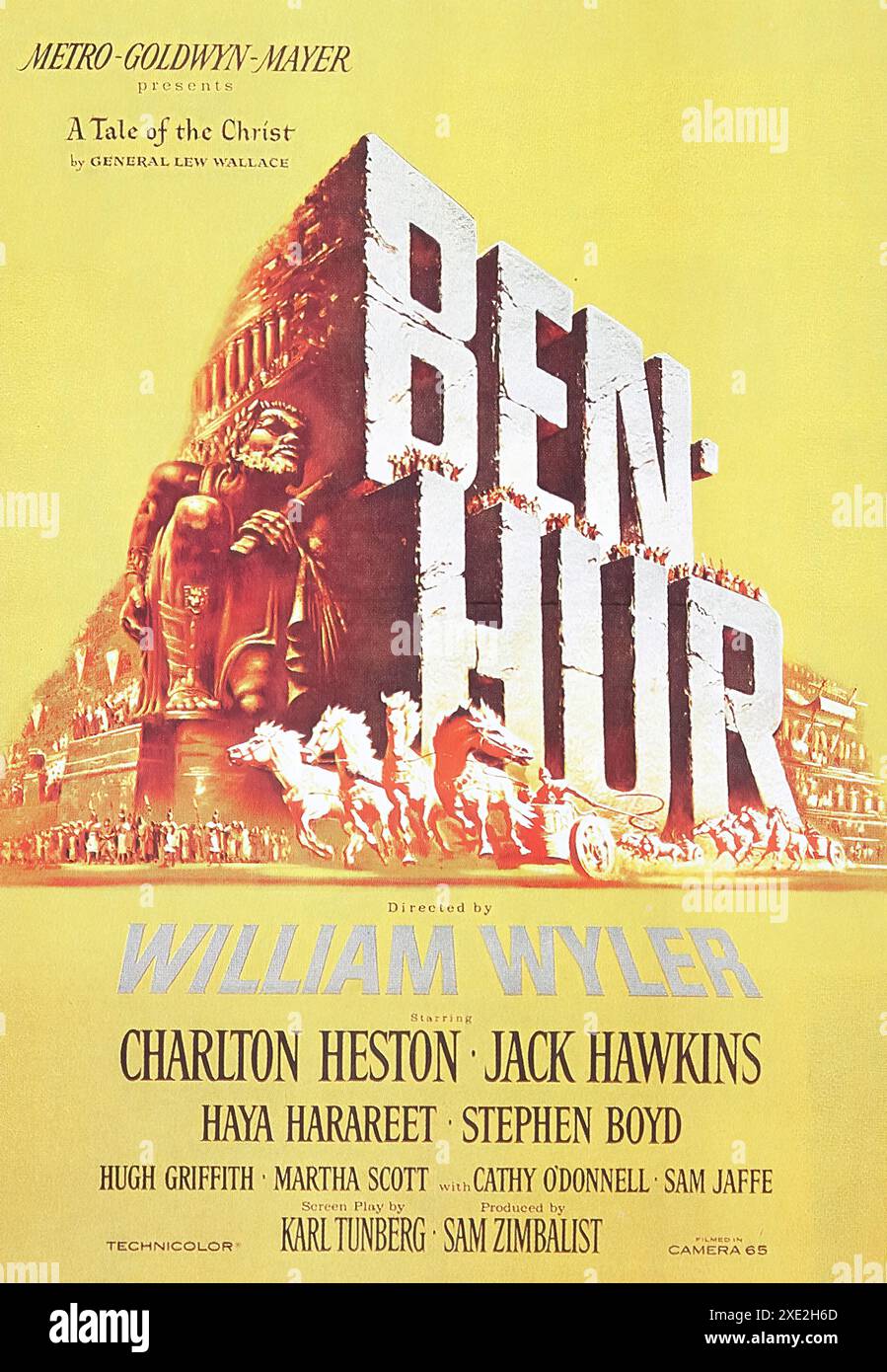 Viersen, Deutschland - 9. Mai. 2024: Offizielles Kinofilmposter aus dem legendären Kinofilm Ben Hur aus dem Jahr 1959 (Schwerpunkt auf der Mitte) Stockfoto