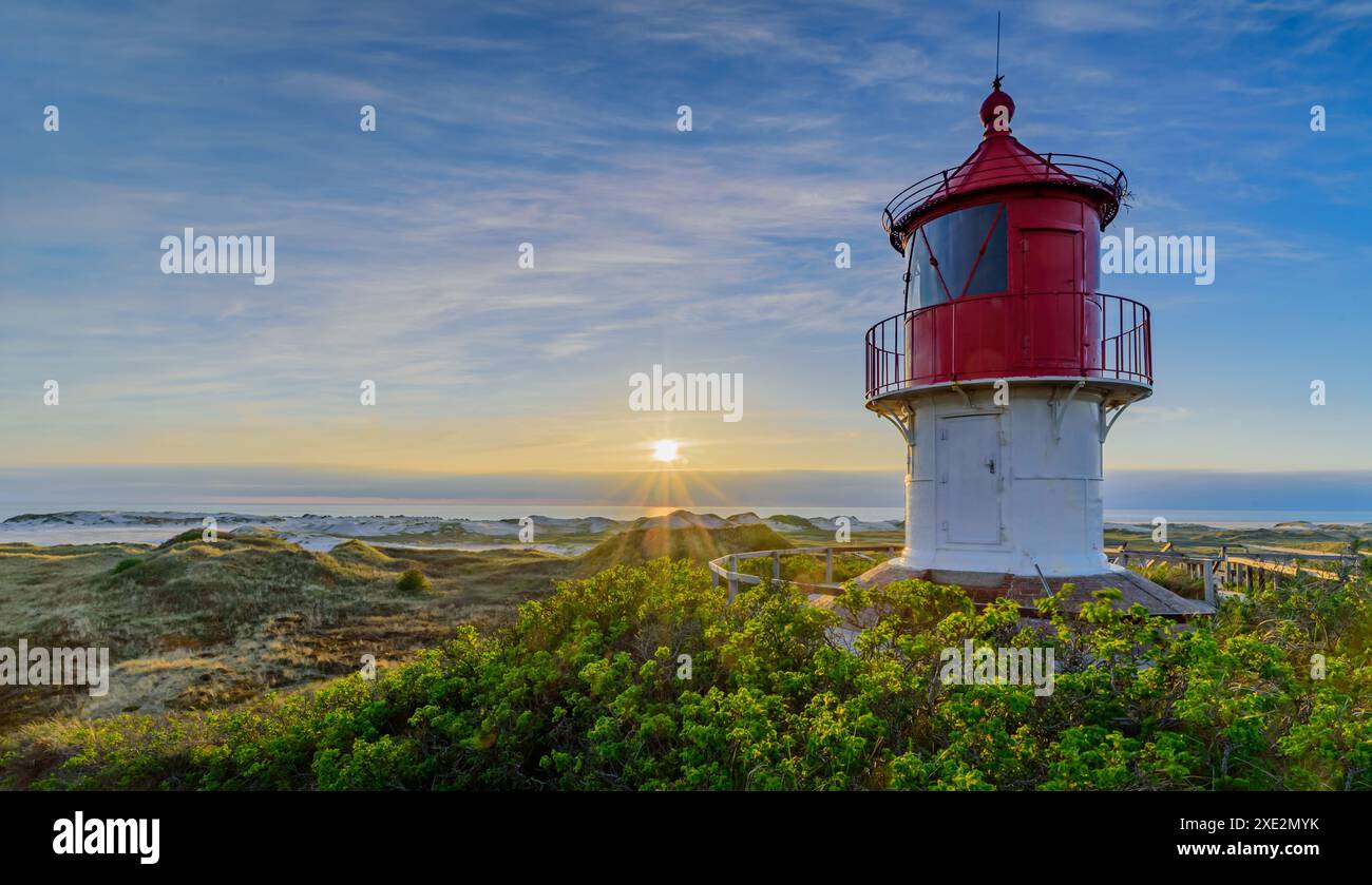 Panoramablick auf die Küstenlandschaft an der Nordsee von Orientierung und Aussichtspunkt, Isle Amrum, Schle Stockfoto