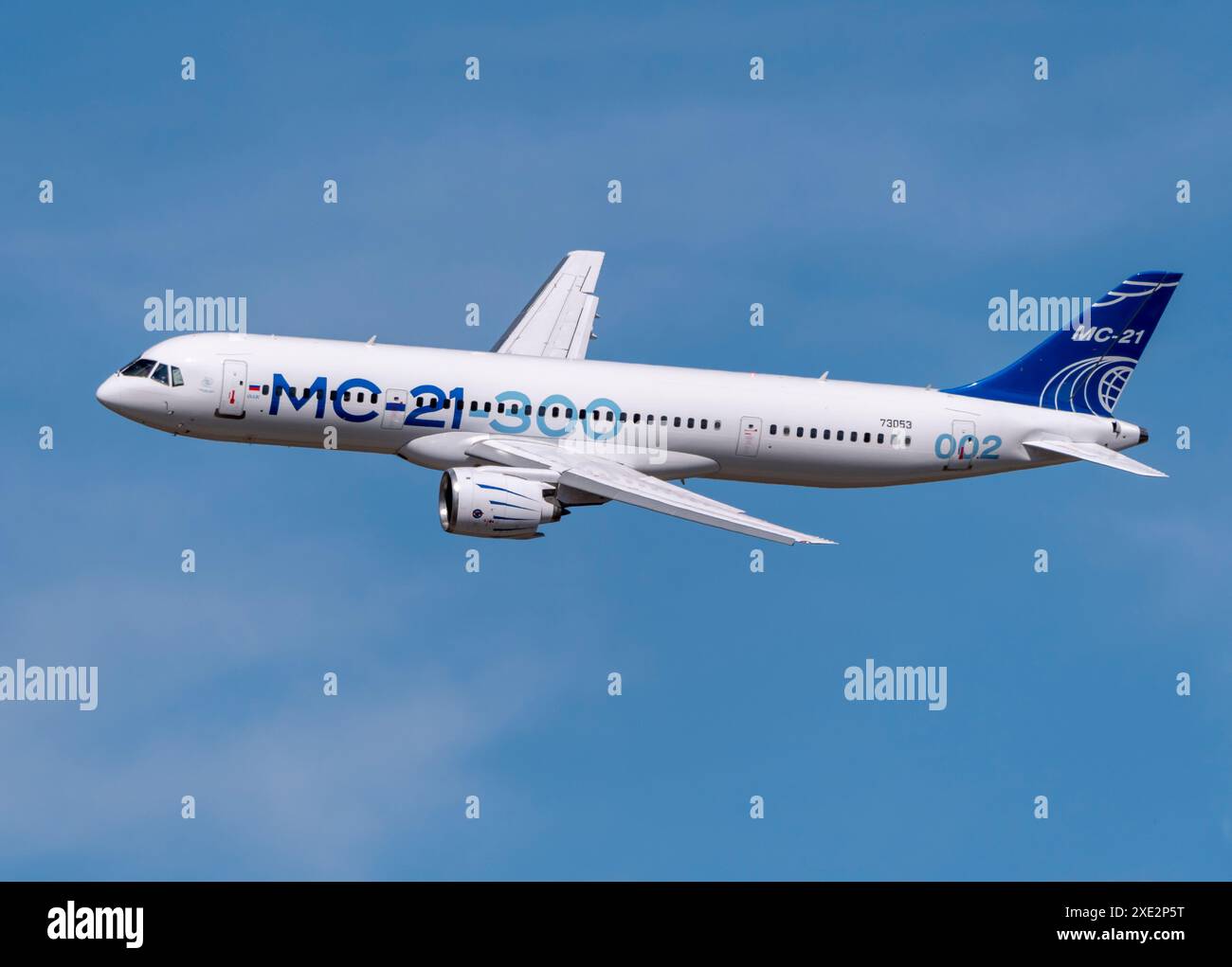 Moskau Russland Flugplatz Zhukovsky 25. Juli 2021: Irkut MS-21 neues russisches Zivilflugzeug der internationale Raumfahrtsalon MAKS-202 Stockfoto