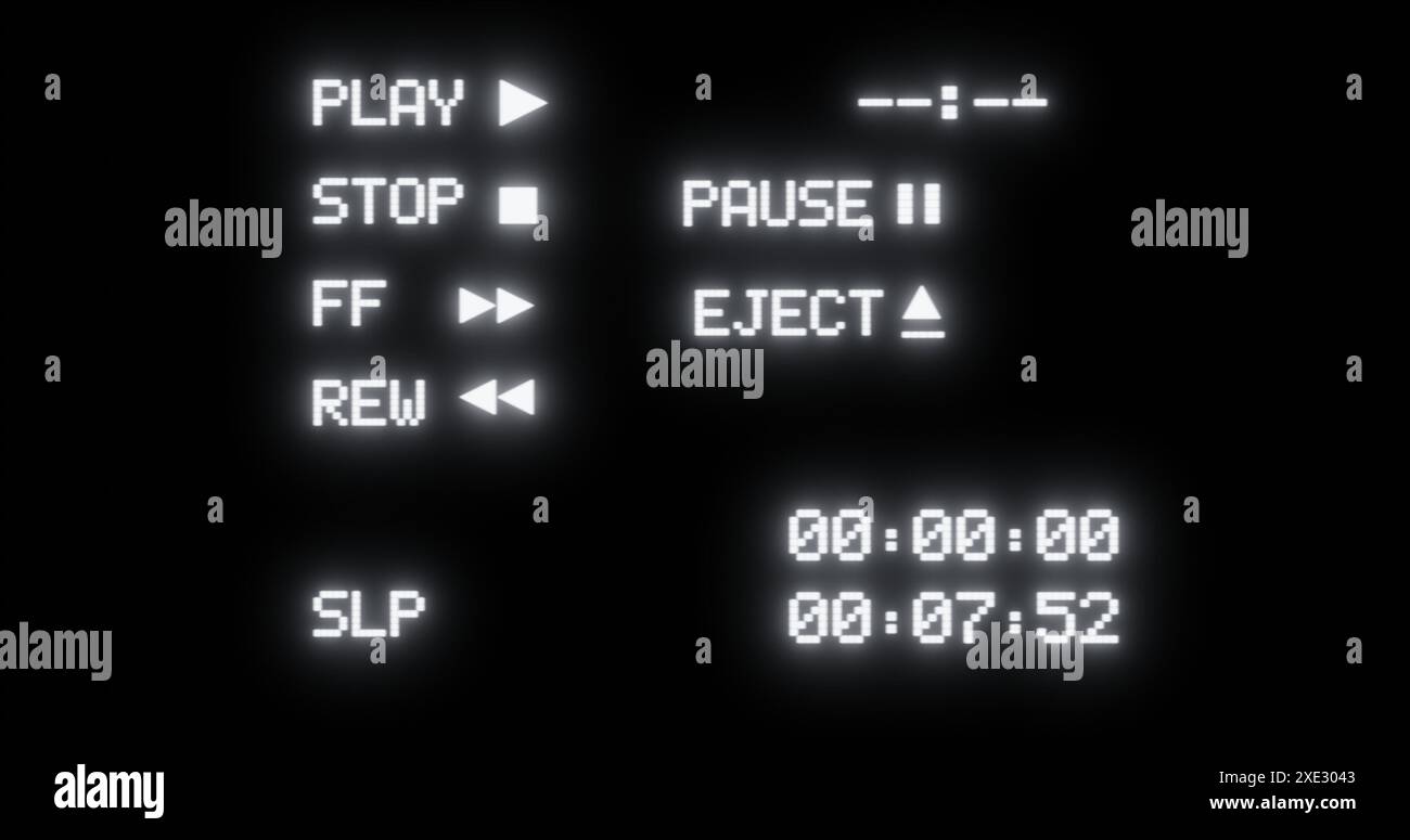 VHS-Video-Player-Bildschirm für Vintage-Effekt für crt-fernseher Stockfoto