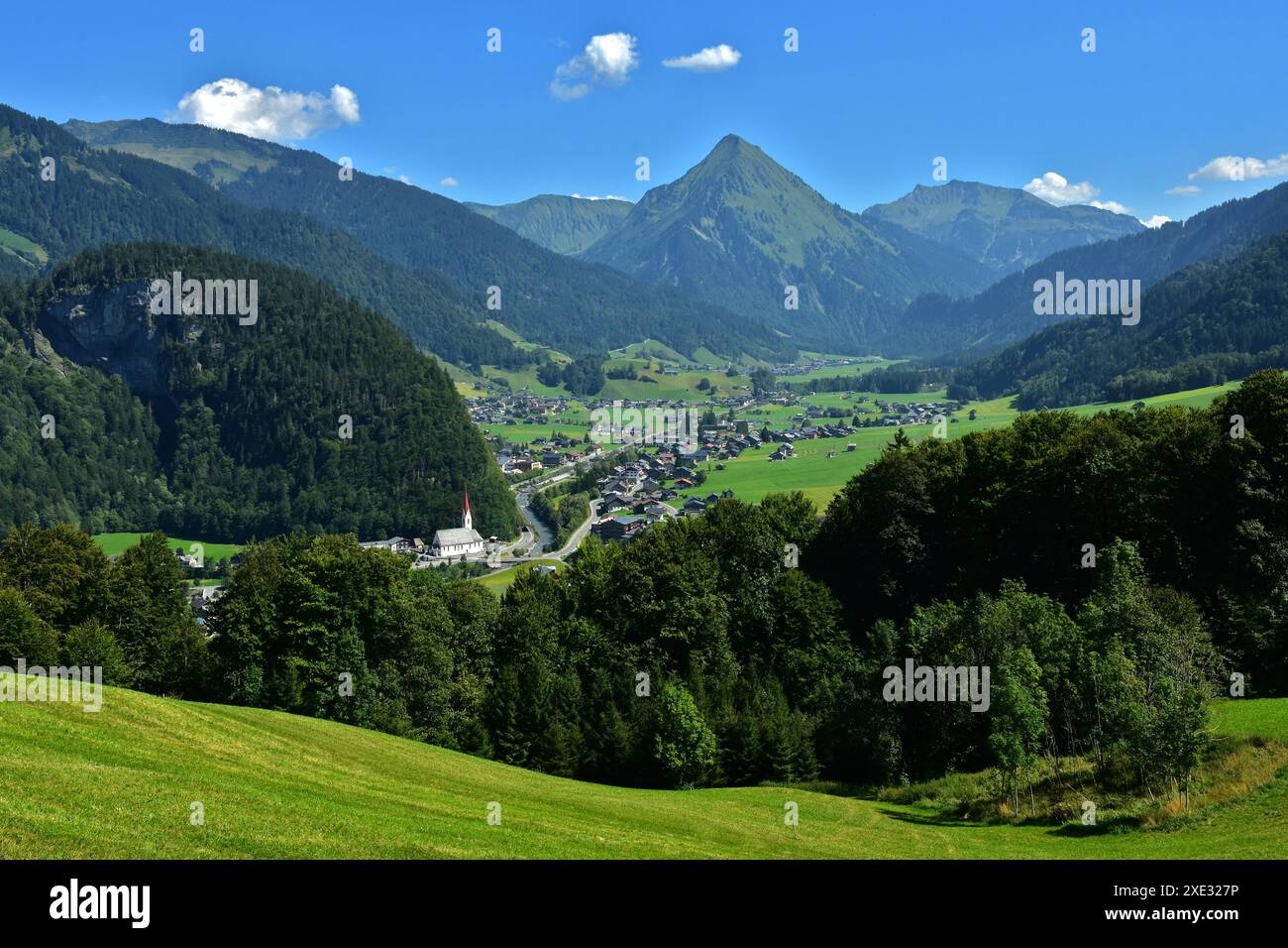 Blick auf Au im Bregenzerwald; Vorarlberg; Österreich Stockfoto