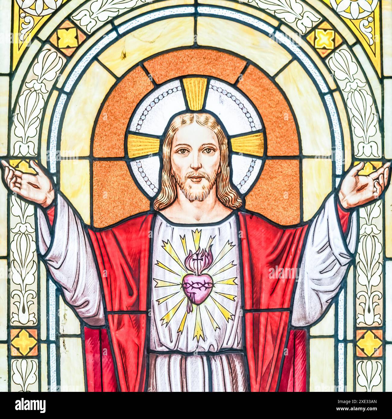 Jesus Christus Licht. Symbol der Liebe, des Glaubens, des Friedens, der geistigen Auferstehung. Stockfoto