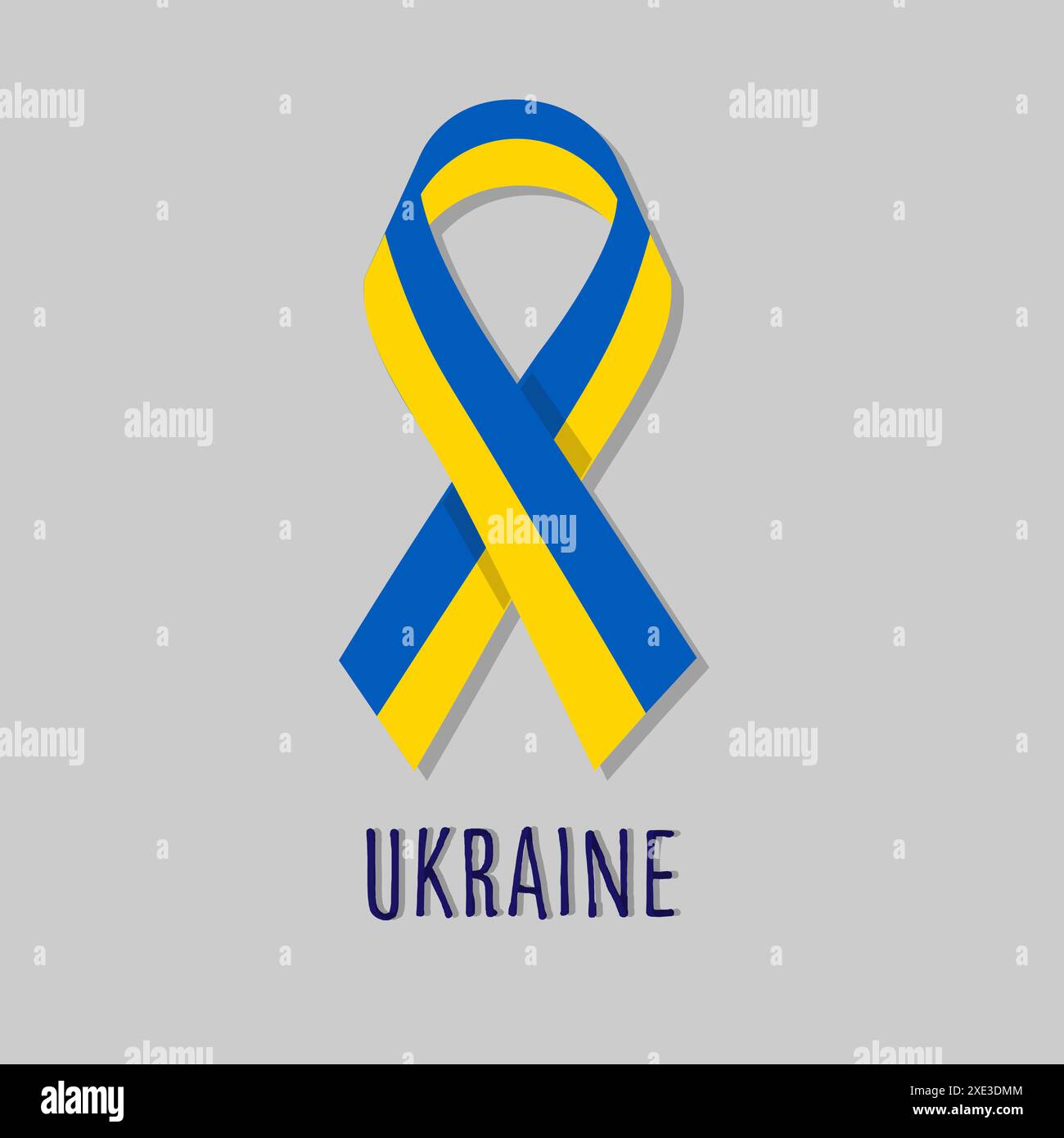 Ukraine Wellenband mit Text Ukraine. Flag „Trauerband“. Logo-Symbol. Gelb-blauer ukrainischer Streifen Stockfoto