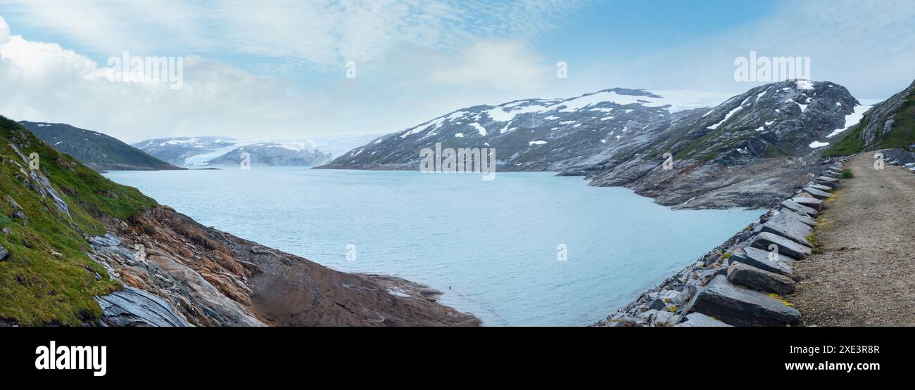 See Svartisvatnet und Gletscher Svartisen (Norwegen). Panorama. Stockfoto