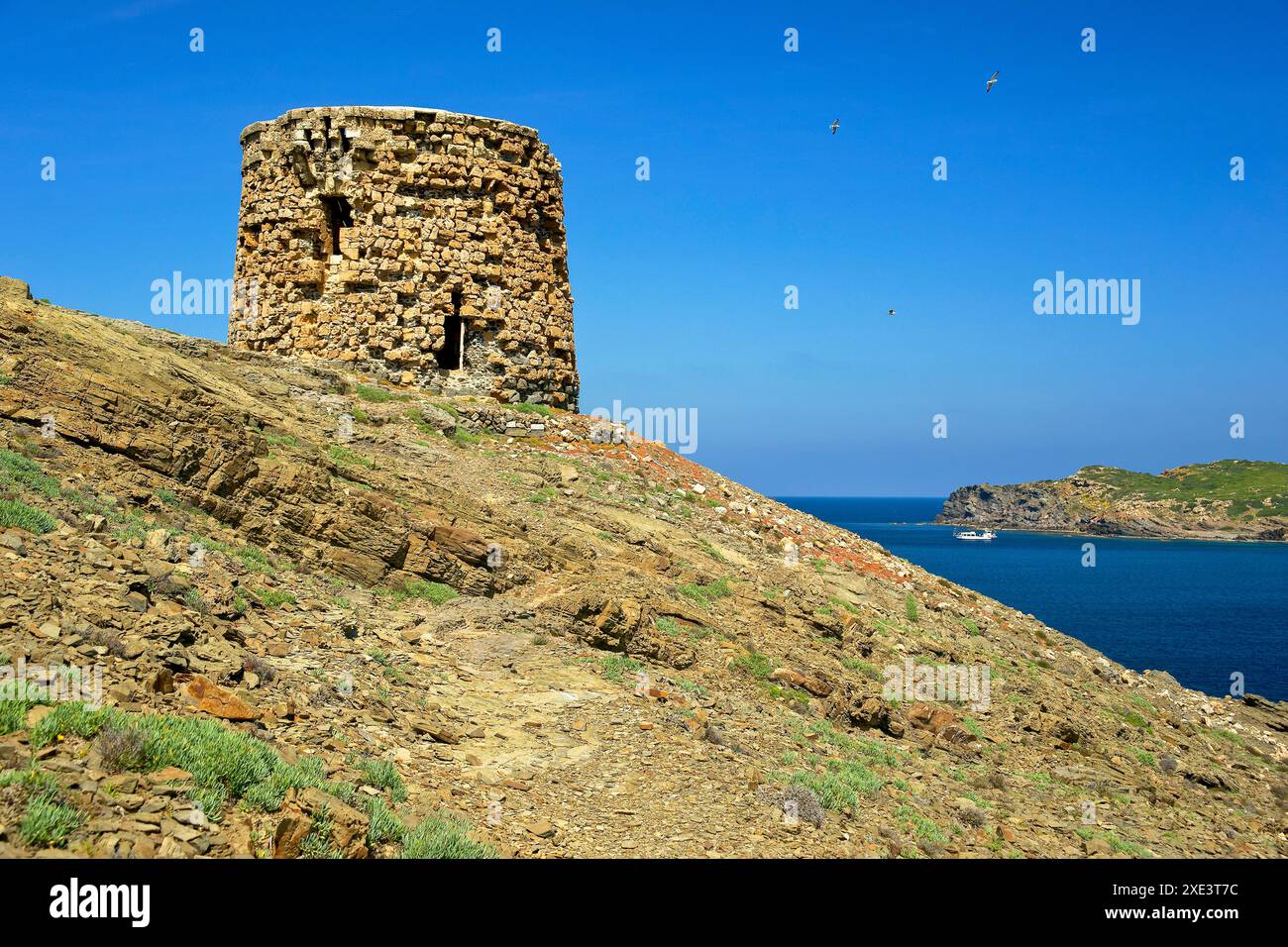 Torre de Es Coloma.Cala Tamarells.Parc natural de s' Albufera des Grau.Menorca.Reserva de la Bioesfera.Illes Balears.EspaÃ±a. Stockfoto