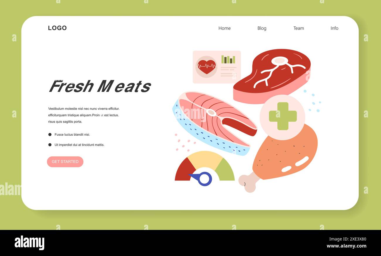 Low Histamine Diät Konzept. Selektiver Mahlzeitplan mit Schwerpunkt auf Frischfleisch- und Histaminspiegelüberwachung. Gesundheitsbewusste Ernährungswahl. Vektorabbildung. Stock Vektor