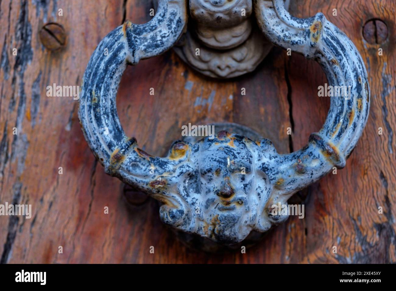 Aldaba en una puerta Stockfoto