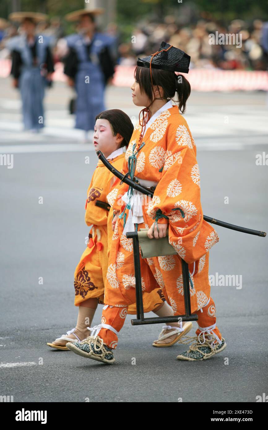 Yabusame Bogenschützen Familienmitglieder beim Jidai Festival. Kyoto. Japan Stockfoto