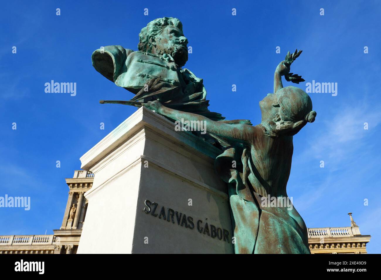 Statue von GÃ¡bor Szarvas Budapest V, SzÃ IstvÃ¡n tÃ, Ungarn Stockfoto