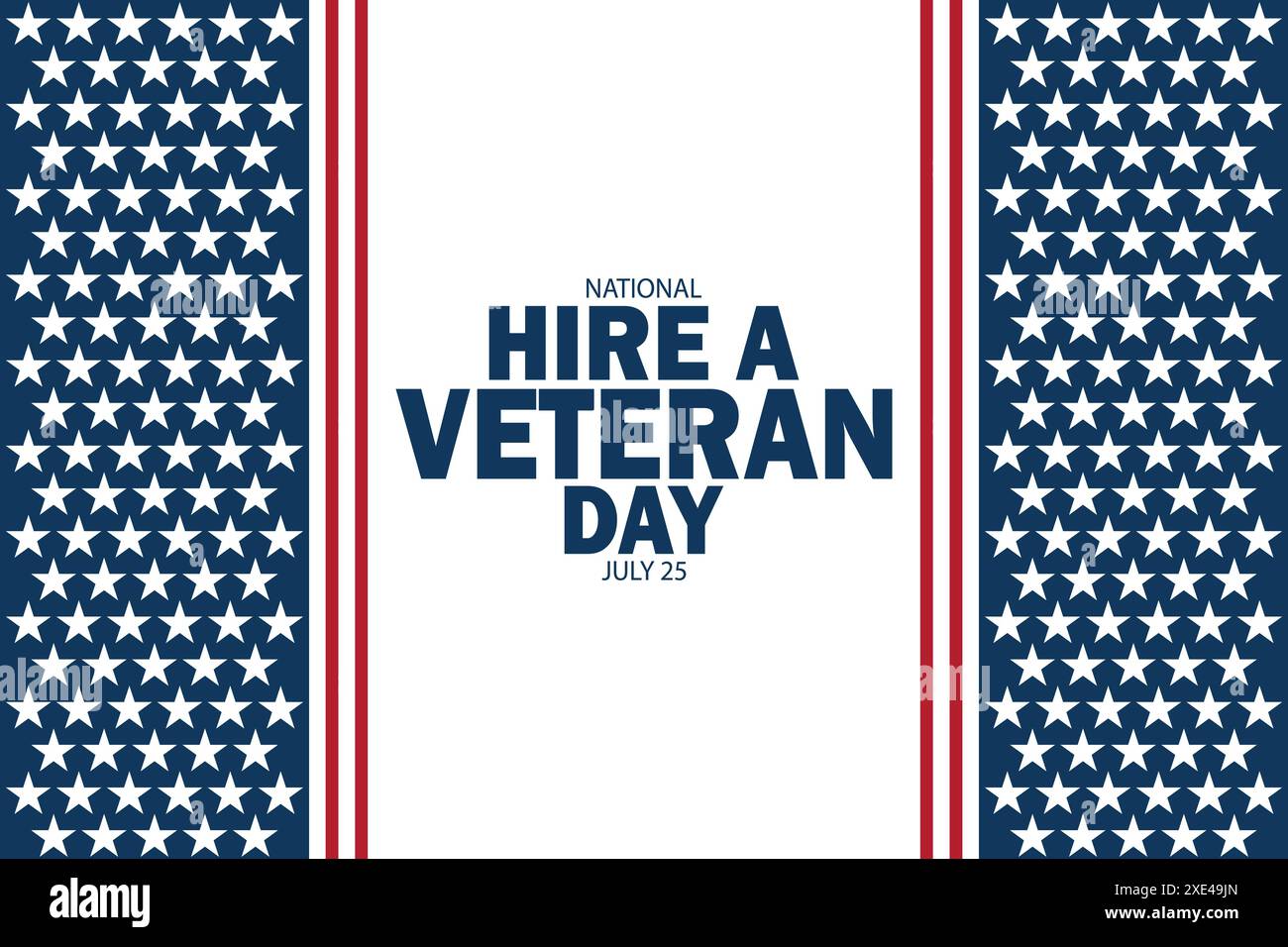 National Hire a Veteran Day. Juli. Urlaubskonzept. Vorlage für Hintergrund, Banner, Karte, Poster mit Textbeschriftung. Vektorabbildung. Stock Vektor