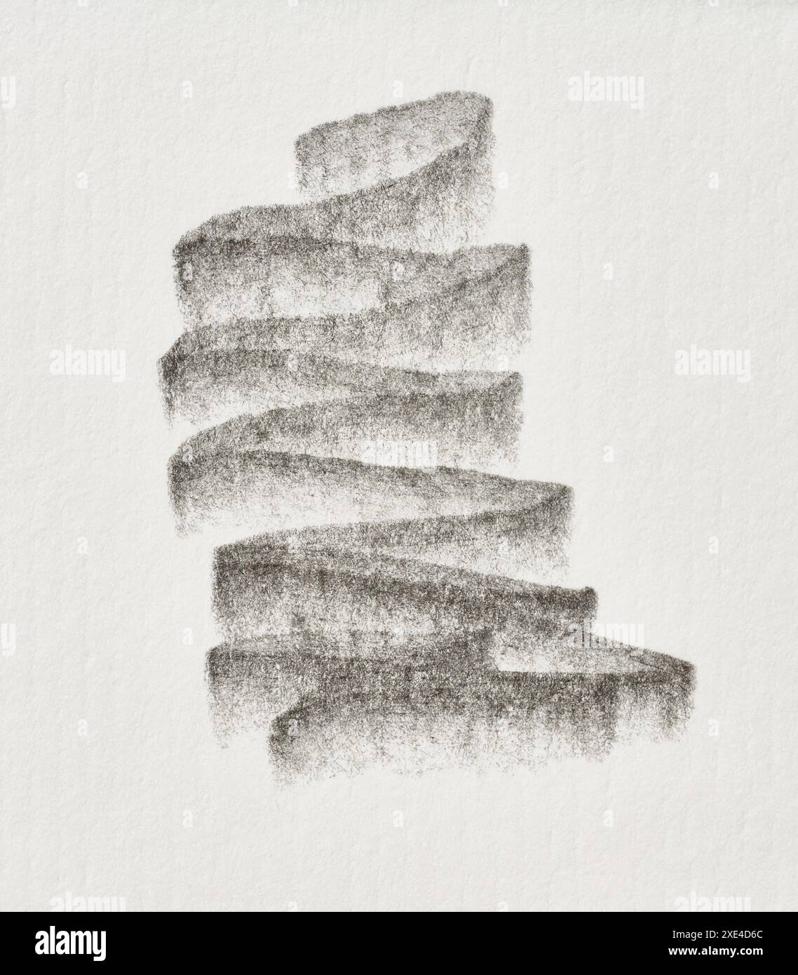 Skizzieren Sie auf weißem Papier mit schwarzem Bleistift Stockfoto