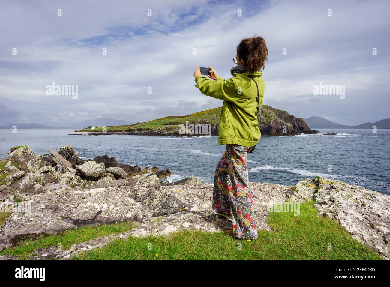 Frau fotografiert Horse Island Stockfoto