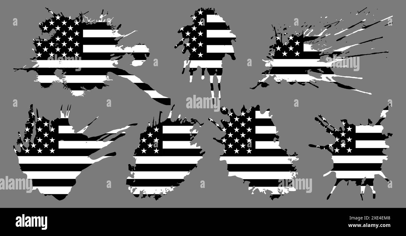 Amerikanische Flagge Silhouette, Grunge USA Flagge Set Vektor, Grunge, Flagge, Silhouette, Unabhängigkeit, Juli, 4. Juli, 4. Juli, Flaggensilhouette Stock Vektor