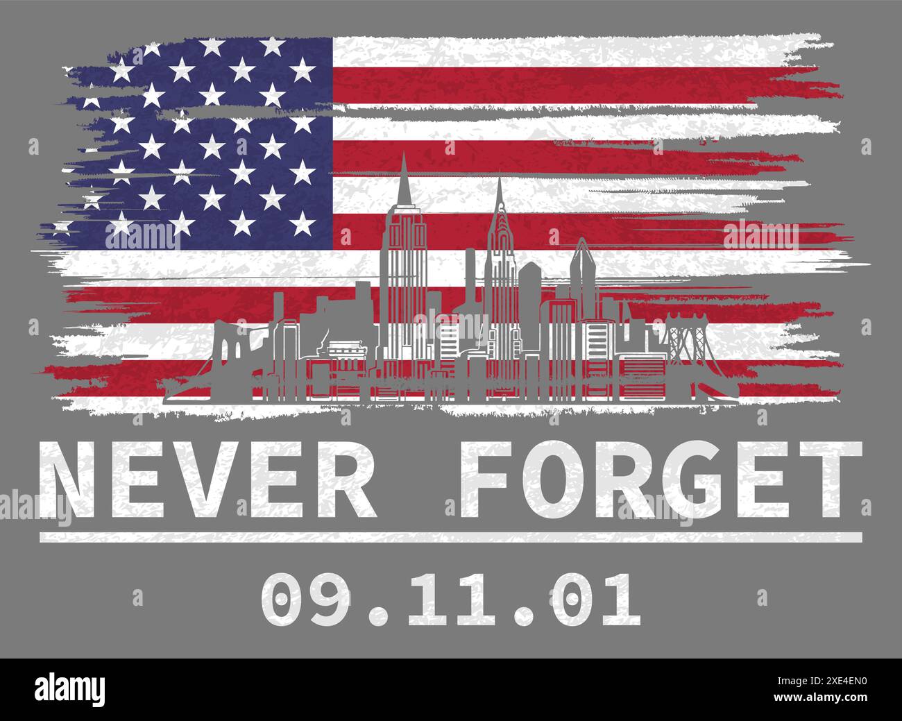 Never Forget 911, Patriot Day USA, We will New Forget 911, usa Flaggendesign Stock Vektor