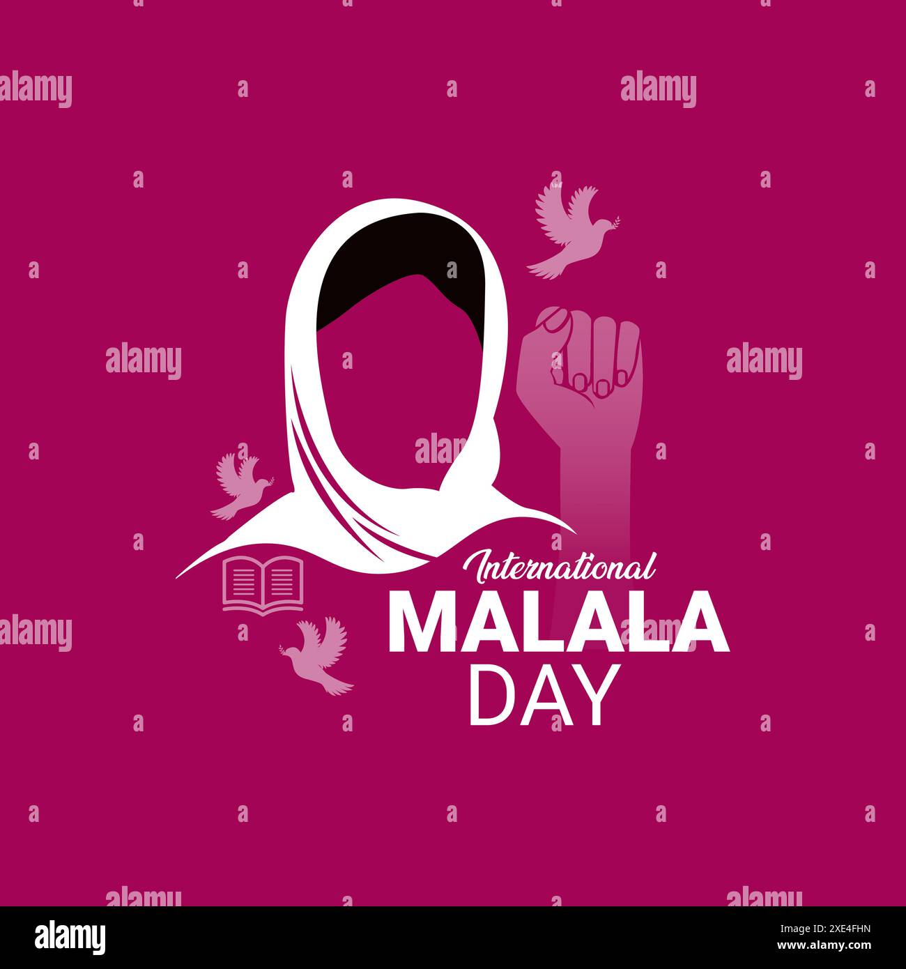 Welt-Malala-Tag. Illustration weiblicher Gesichtsvektor. Wird jeden 12. Juli gefeiert. Geeignet für Banner, Grußkarten, soziale Medien, Vorlagen Vektor Stock Vektor