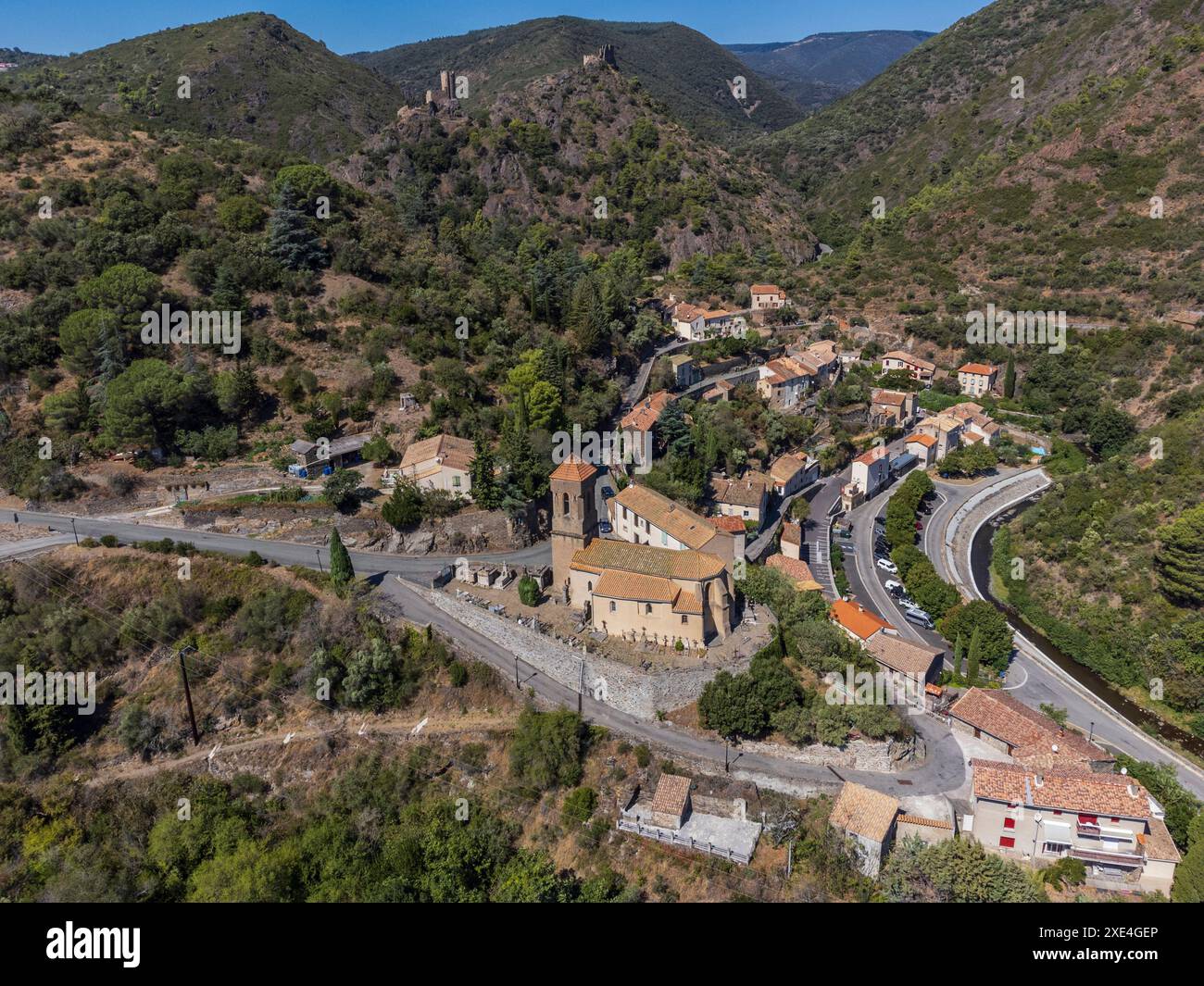 Dorf Lastours Stockfoto