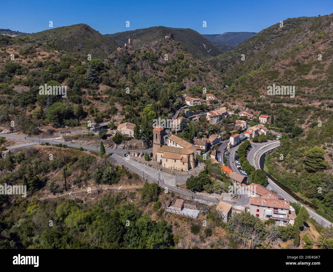 Dorf Lastours Stockfoto