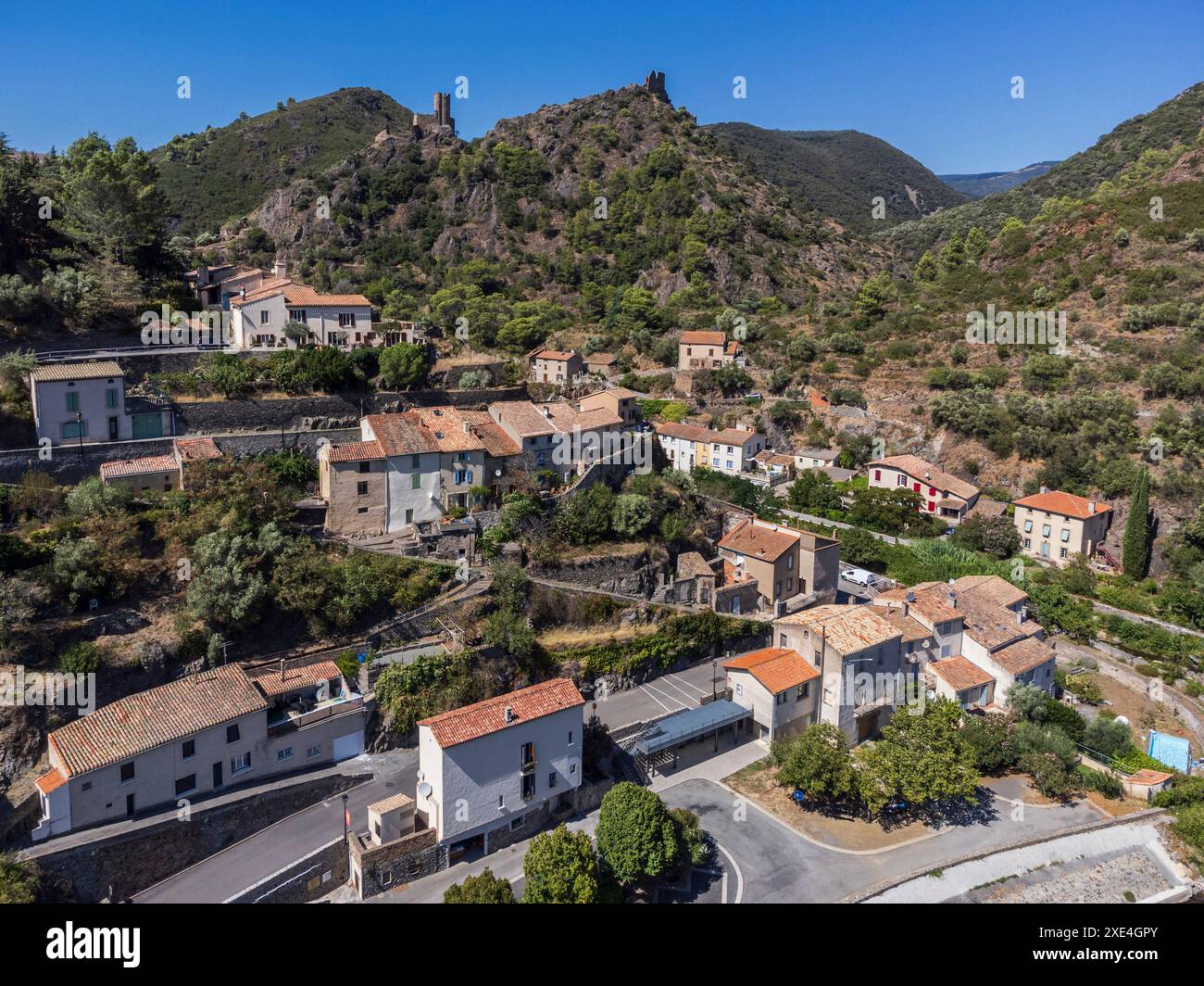 Dorf Lastours Stockfoto