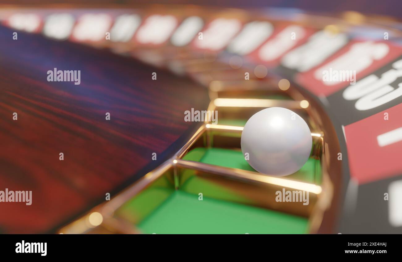 3D Darstellung des Casino-Roulette-Rads für Spielkonzept, Spielhintergrund. Stockfoto