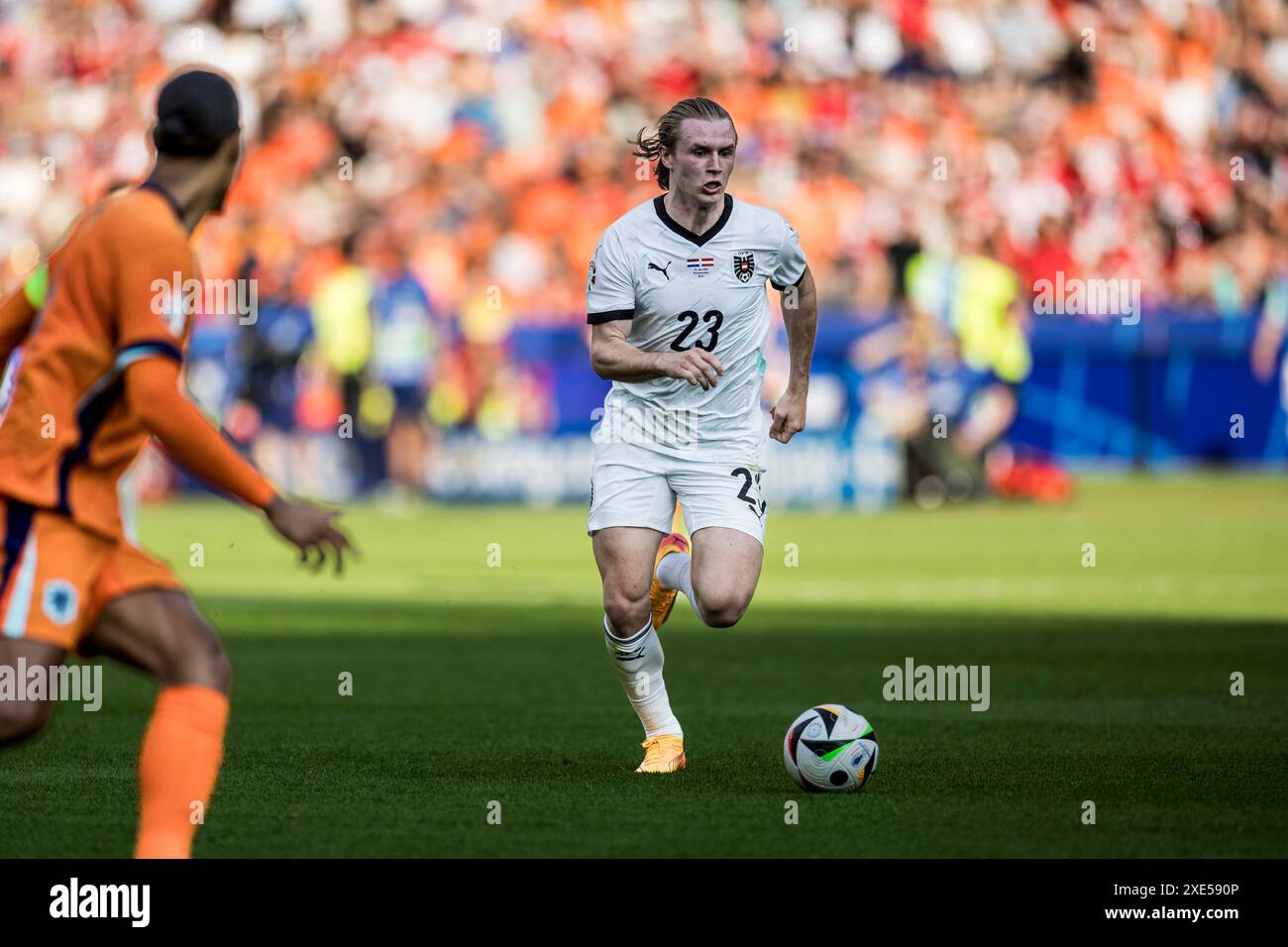 Berlin, Deutschland. Juni 2024. Patrick Wimmer (23) aus Österreich war beim Spiel der UEFA Euro 2024 in der Gruppe D zwischen den Niederlanden und Österreich im Olympiastadion in Berlin zu sehen. Quelle: Gonzales Photo/Alamy Live News Stockfoto