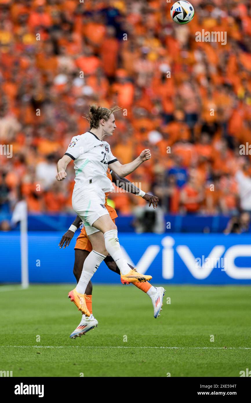 Berlin, Deutschland. Juni 2024. Patrick Wimmer (23) aus Österreich war beim Spiel der UEFA Euro 2024 in der Gruppe D zwischen den Niederlanden und Österreich im Olympiastadion in Berlin zu sehen. Quelle: Gonzales Photo/Alamy Live News Stockfoto