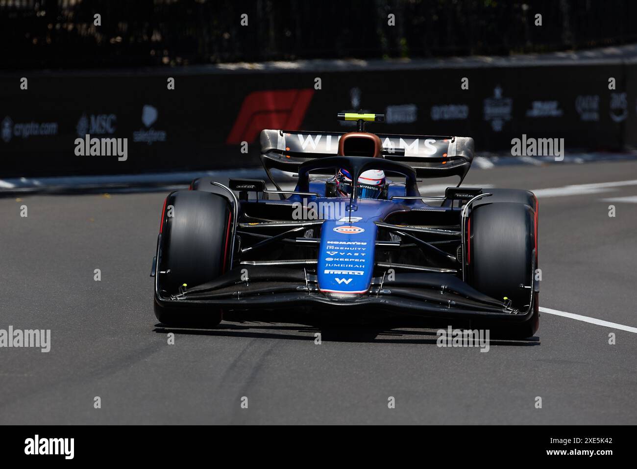Monte-Carlo, Monaco. Mai 2024. Logan Sargeant aus den Vereinigten Staaten und Williams Racing fahren während des dritten freien Trainings auf der Strecke. Stockfoto