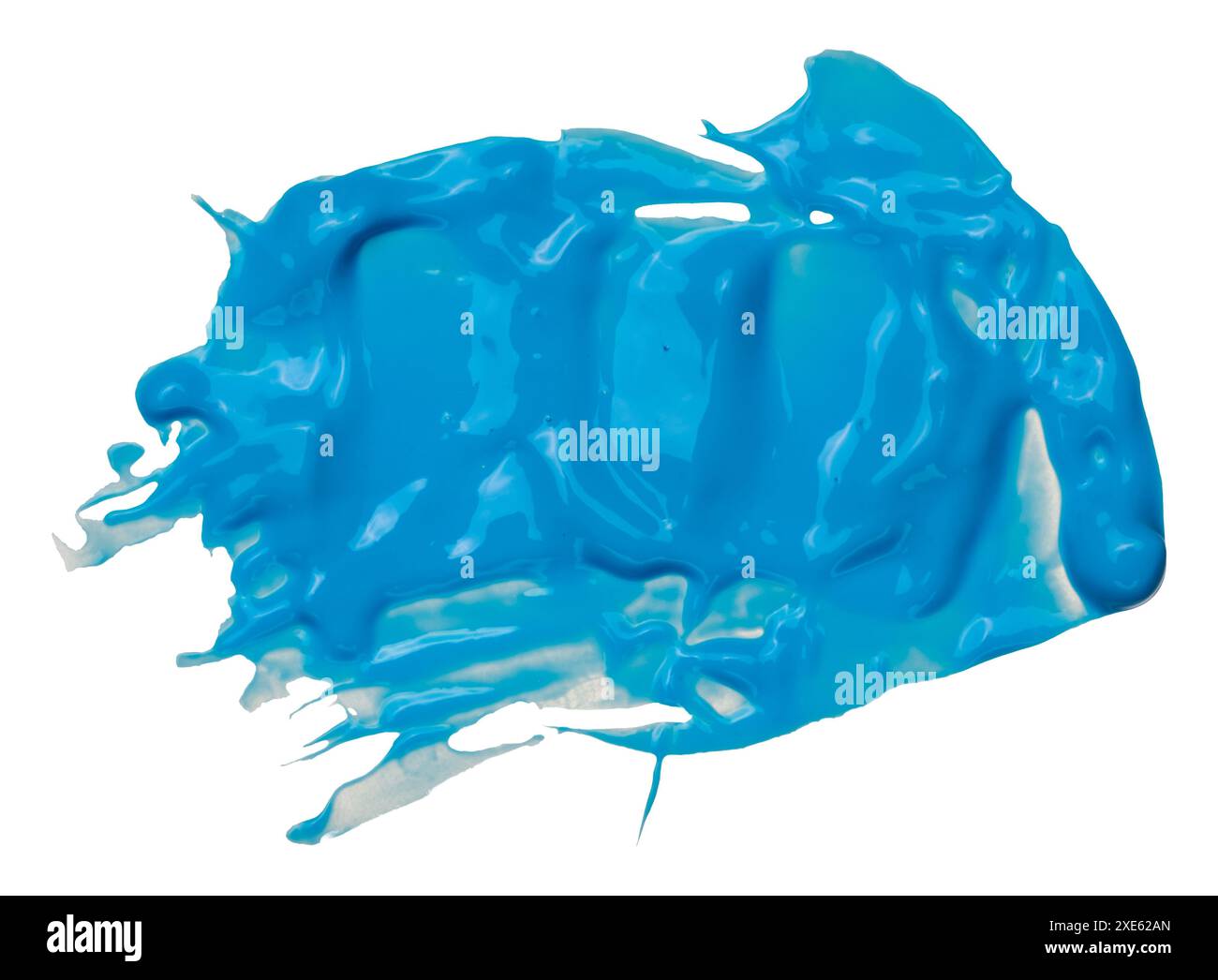 Fleck von dicker blauer Ölfarbe auf isoliertem Hintergrund Stockfoto