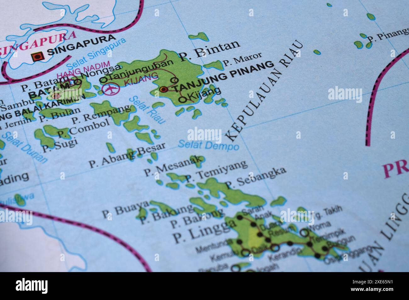 Karte von Tanjungpinang City, ist die Hauptstadt der Provinz Riau Islands in Indonesien Stockfoto