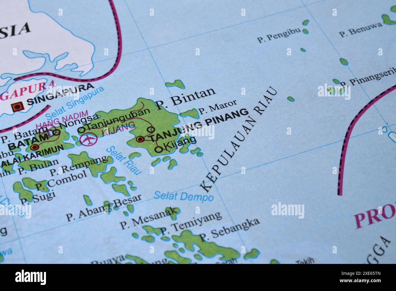 Karte von Tanjungpinang City, ist die Hauptstadt der Provinz Riau Islands in Indonesien Stockfoto
