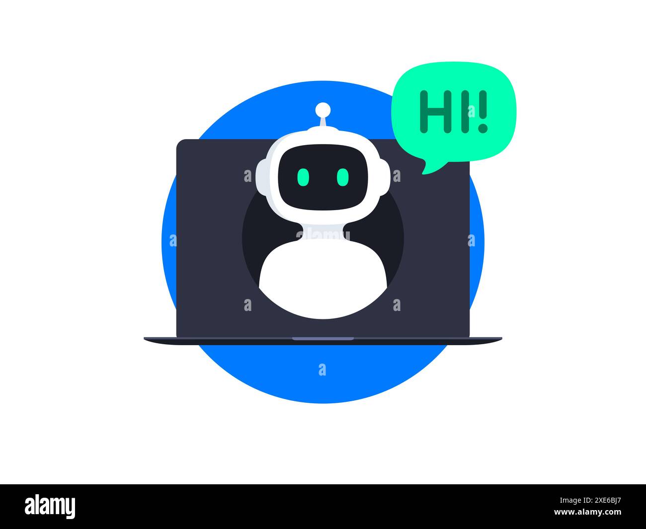Chatbot im Design der Laptop-Ikone Stock Vektor