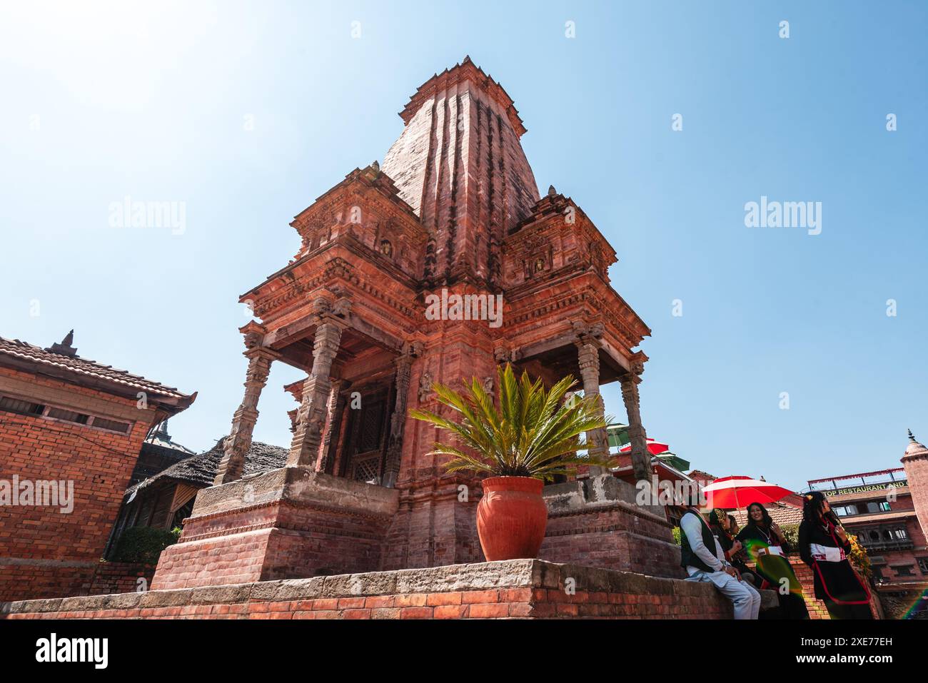 Nahaufnahme des Siddhi Vatsala Tempels auf dem Durbar Square, dem Hauptplatz in der historischen Stadt Bhaktapur, Kathmandu Valley, Nepal Stockfoto