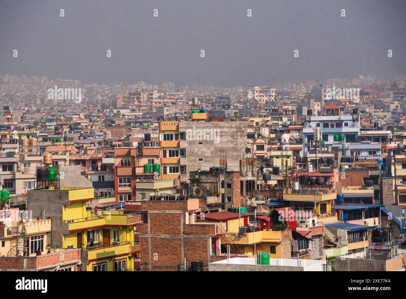 Dächer bis zum Horizont auf der Skyline von Kathmandu, Nepal, Asien Stockfoto