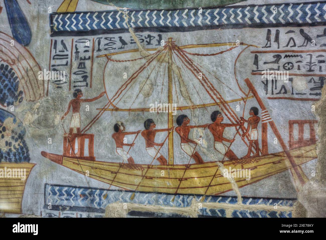 Bild der Reise nach Abydos, Grab von Sennefer, TT96, Gräber der Adligen, altes Theben, UNESCO-Weltkulturerbe, Luxor, Ägypten Stockfoto