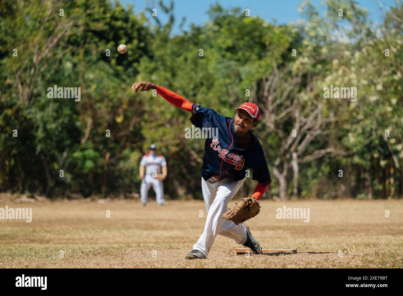 Baseballspiel in der Nähe von Escameca, Rivas, Nicaragua, Zentralamerika Stockfoto