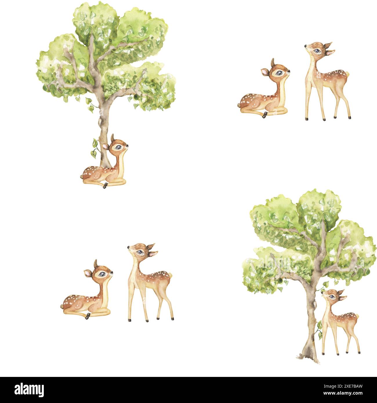 Nahtloses Muster mit grünen Bäumen Stockfoto