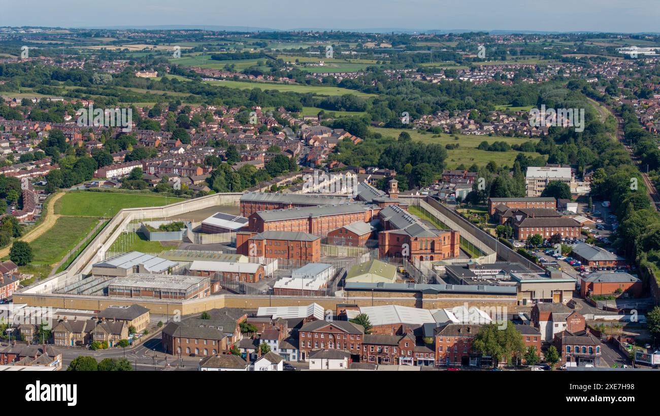 Wakefield Prison aus der Vogelperspektive des Gefängniskomplexes in Wakefield West Yorkshire Stockfoto