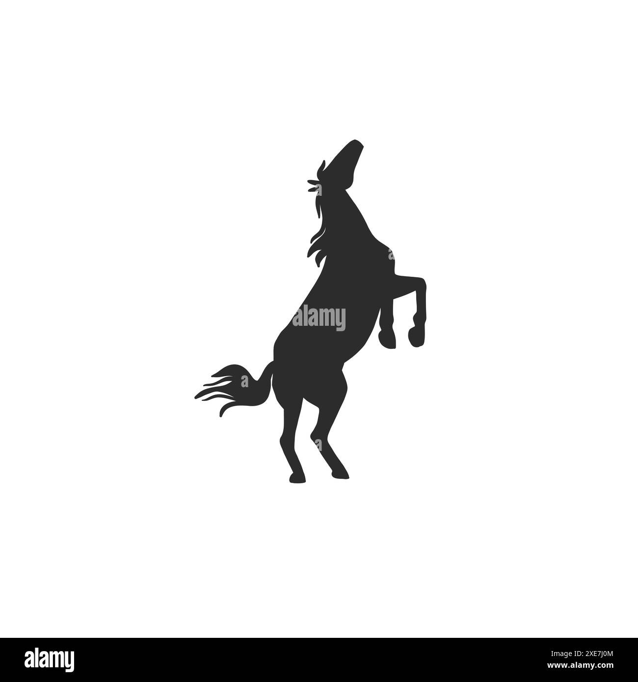 Hand gezeichnete Vektor abstrakte Pferd Logo Silhouette Illustration. Silhouette mit Pferdelogo. Pferdezucht, schwarze Emblem-Grafik. Vektor-Tierpferd-Logo Stock Vektor