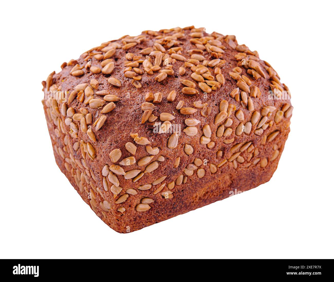 Roggenbrot mit Sonnenblumenkernen auf einem Weißen Stockfoto